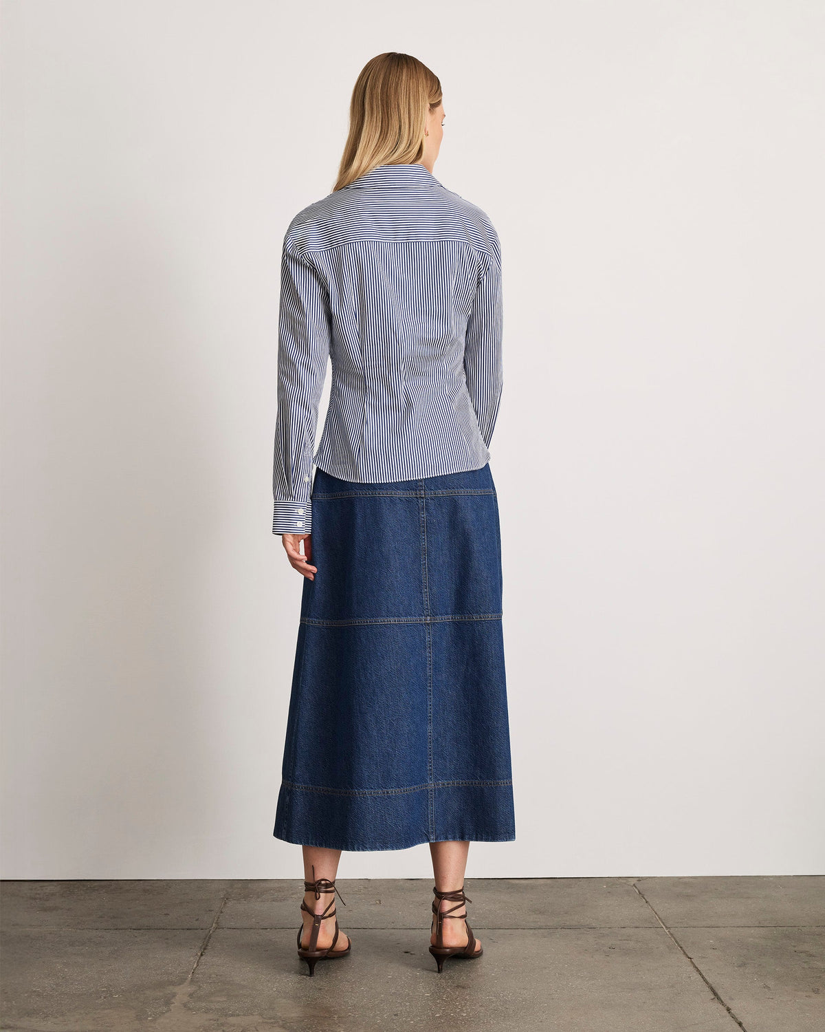 Long Sleeve Oakley Top in Blue & Optic White