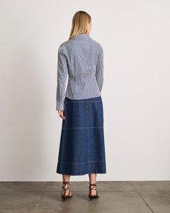 Long Sleeve Oakley Top in Blue & Optic White