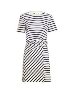 Short Striped Cody Dress in Cream/Classic Navy Multi