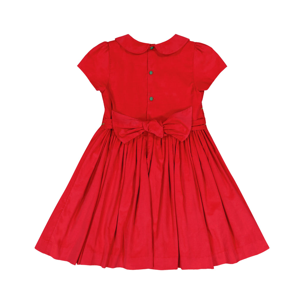 Stella Red Corduroy Short Sleeve Smocked Dress