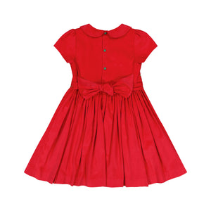 Stella Red Corduroy Short Sleeve Smocked Dress