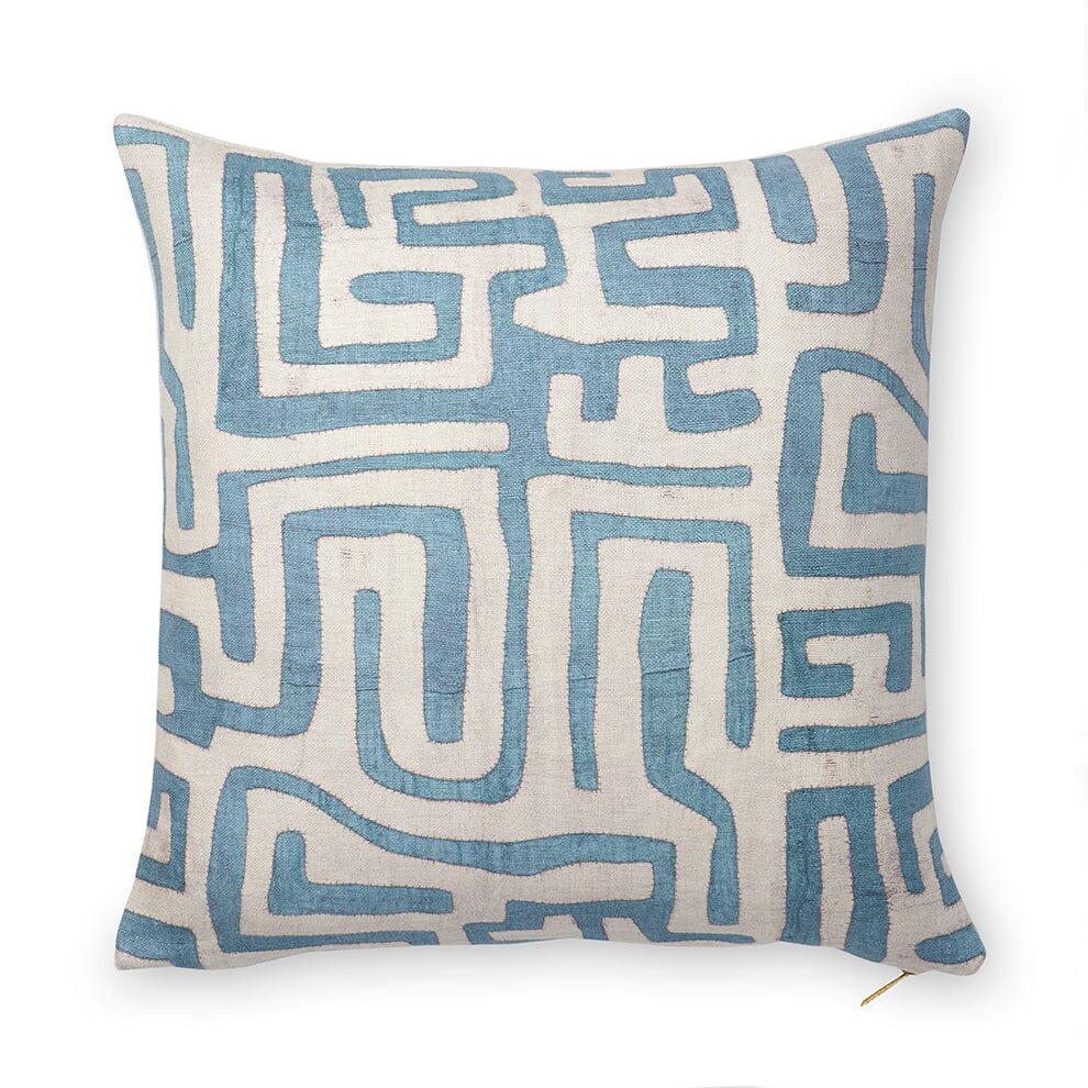 Indigo Classic Kuba Cloth Pillow Pillow St. Frank 22" x 22" 