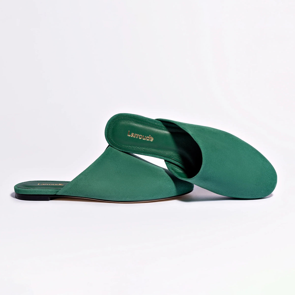 Venice Flat Mule and Pouch Kit In Emerald Suede