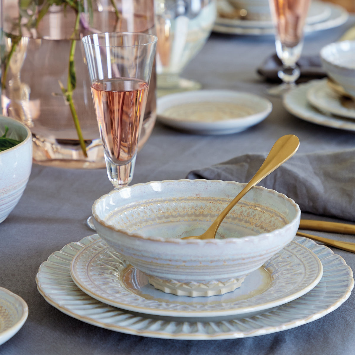 Cristal Collection Salad Plates in Nacar, Set of 6