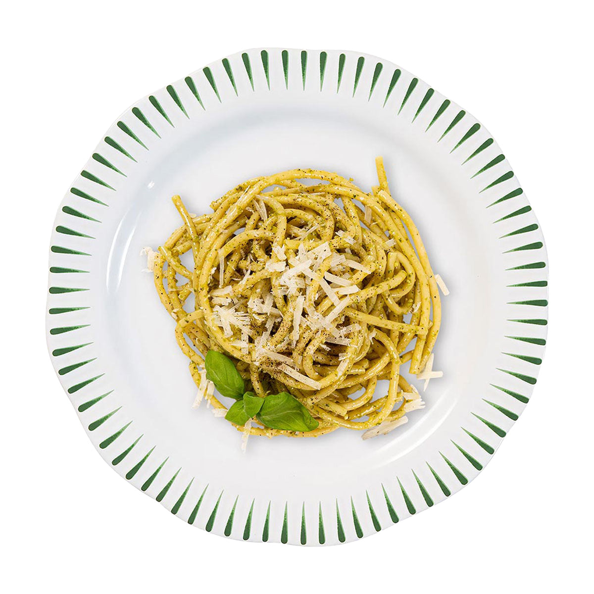 Sitio Stripe Dinner Plate in Basil