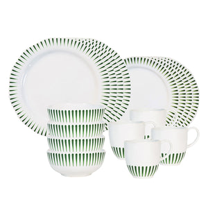 Sitio Stripe 16-Piece Place Setting in Basil