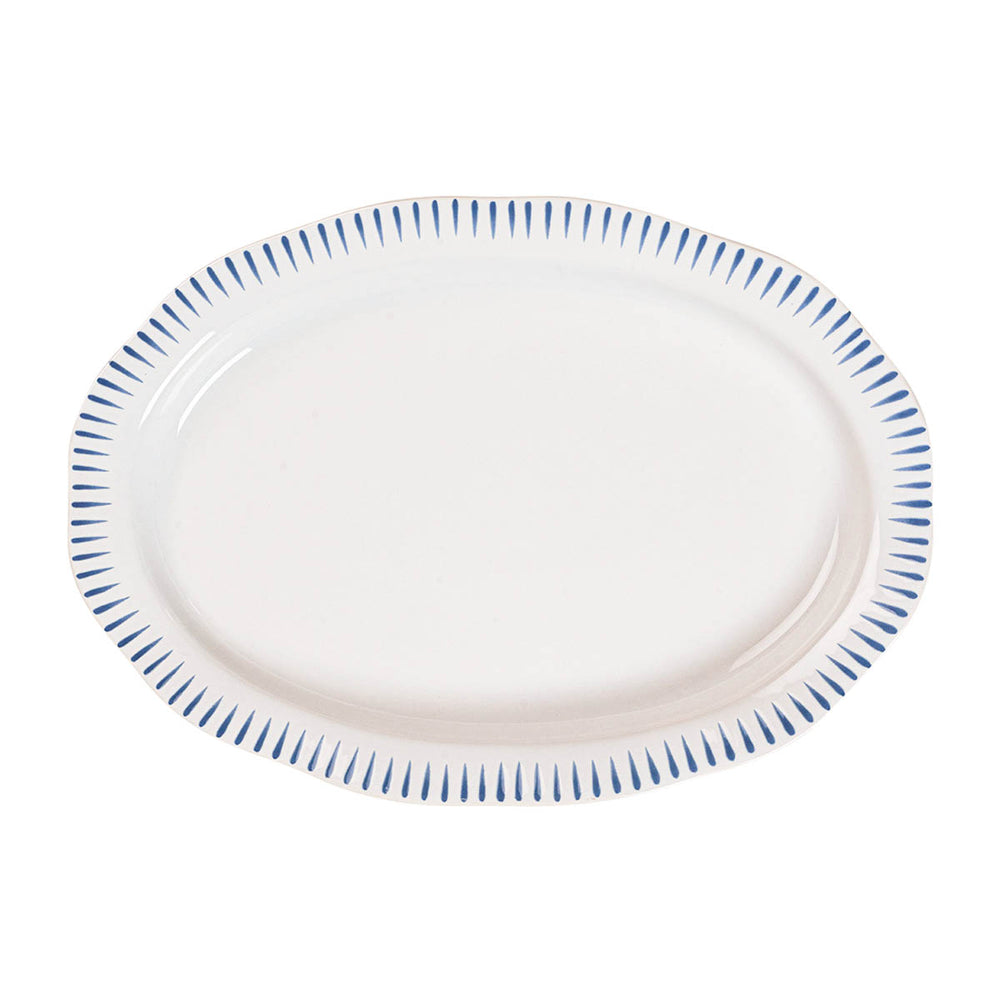 Sitio Stripe 17" Serving Platter in Delft Blue