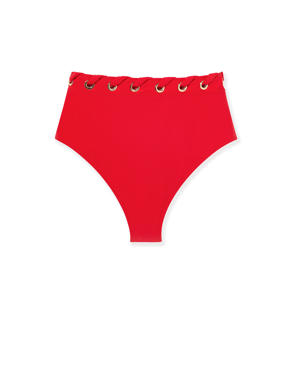 DreamSculpt High Rise Grommet Bikini Bottom in Hot Pepper