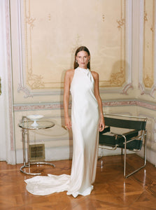 Silk Halter Dress with Organza Back Strap | STYLE 029