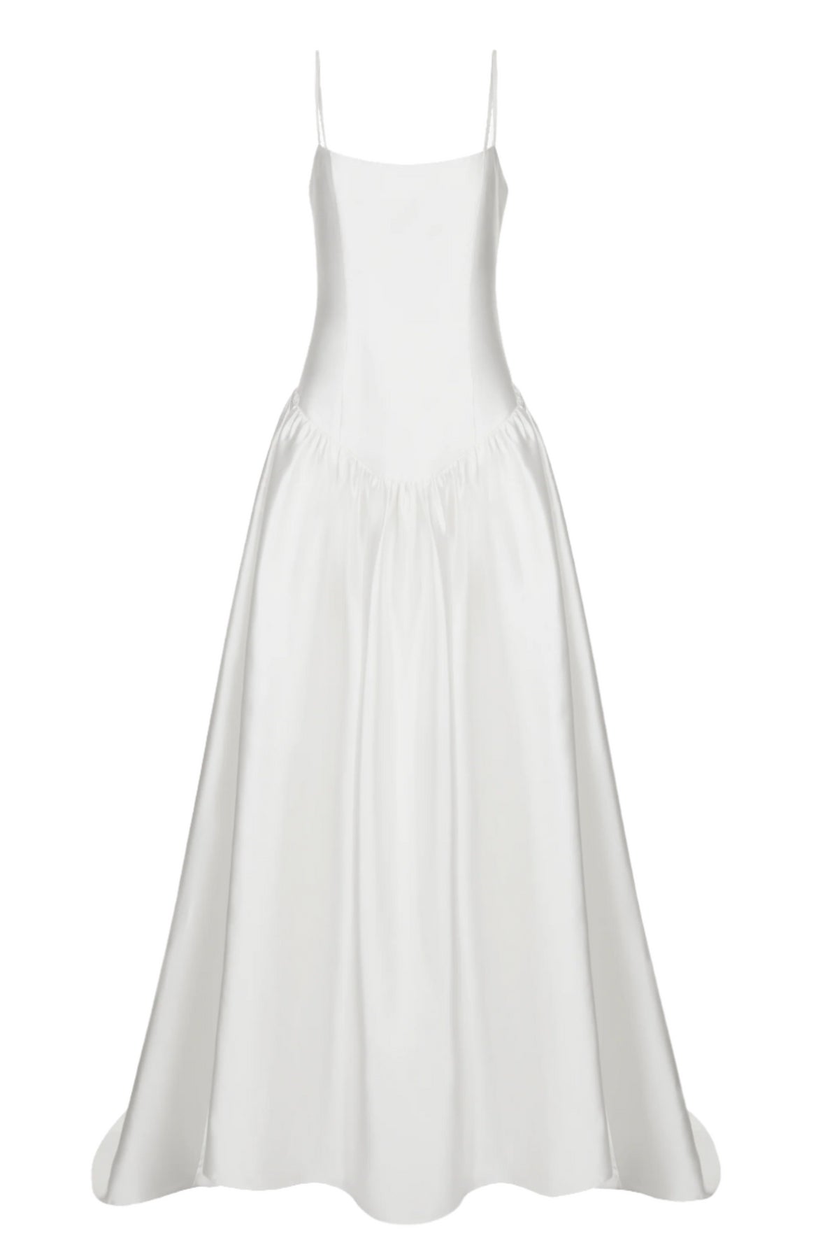 Scoop Neck Silk Mikado Drop Waist Dress | STYLE 075