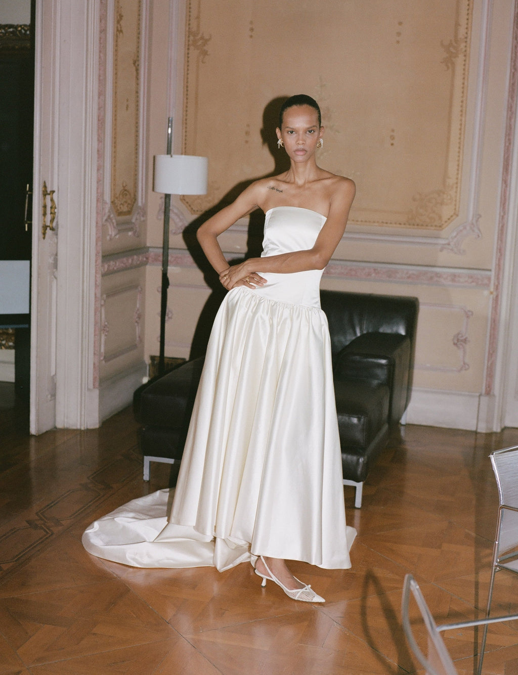 Duchesse Satin Drop Waist Gown
