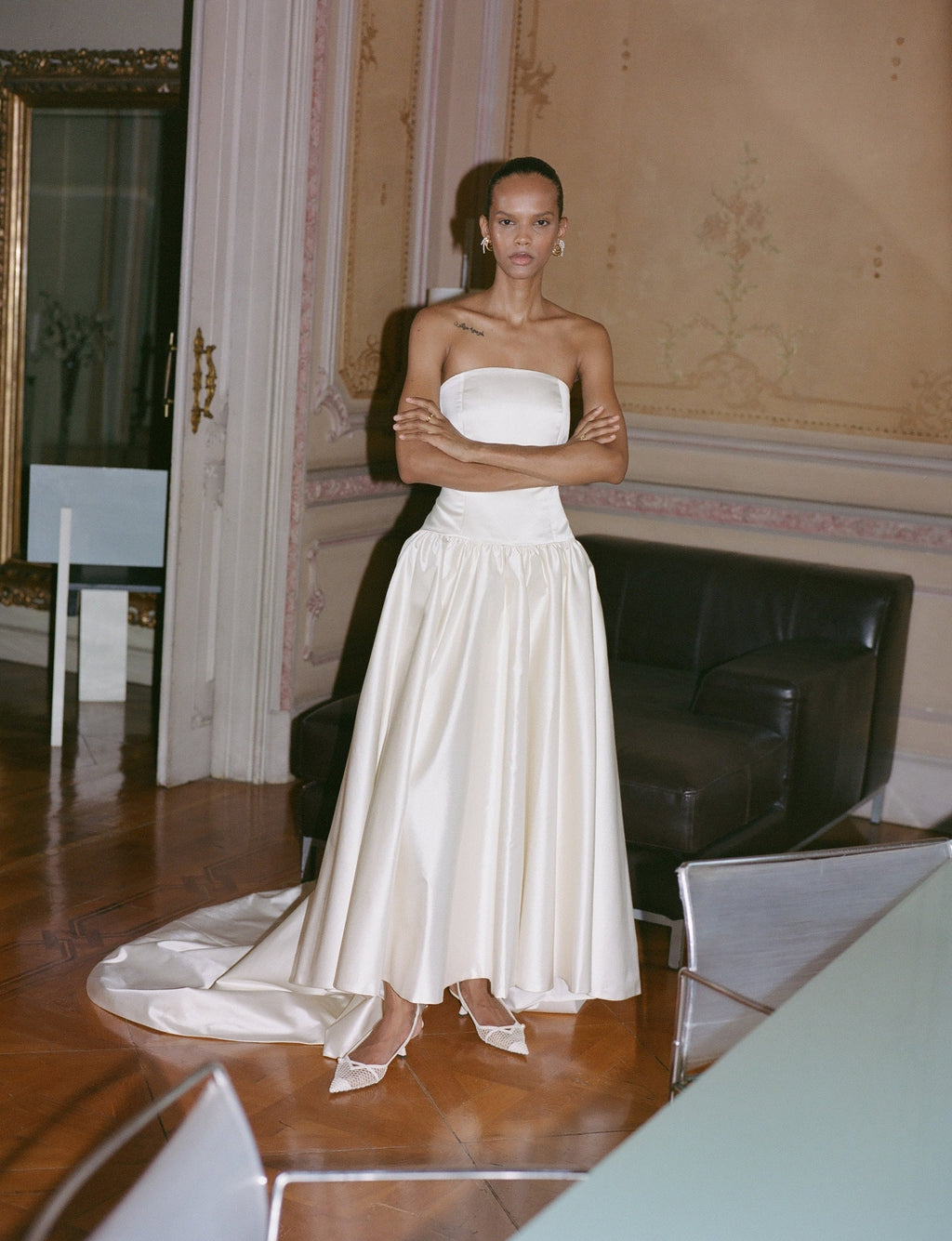 duchess satin wedding dress Elevate This strapless ballgown wedding dress is a must if youre dreaming of regal vibes Duchesse Satin Drop Waist Gown