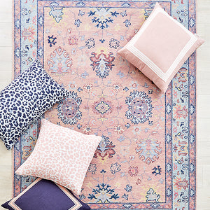 Pink Ankara Pastel Rug with Coordinating Pillows