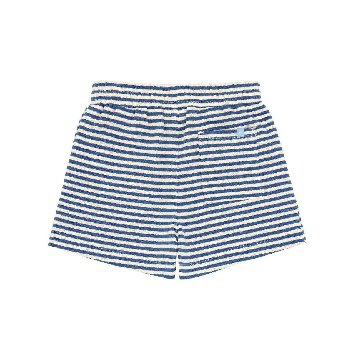 Unisex Cream And Denim Blue Stripe Shorts