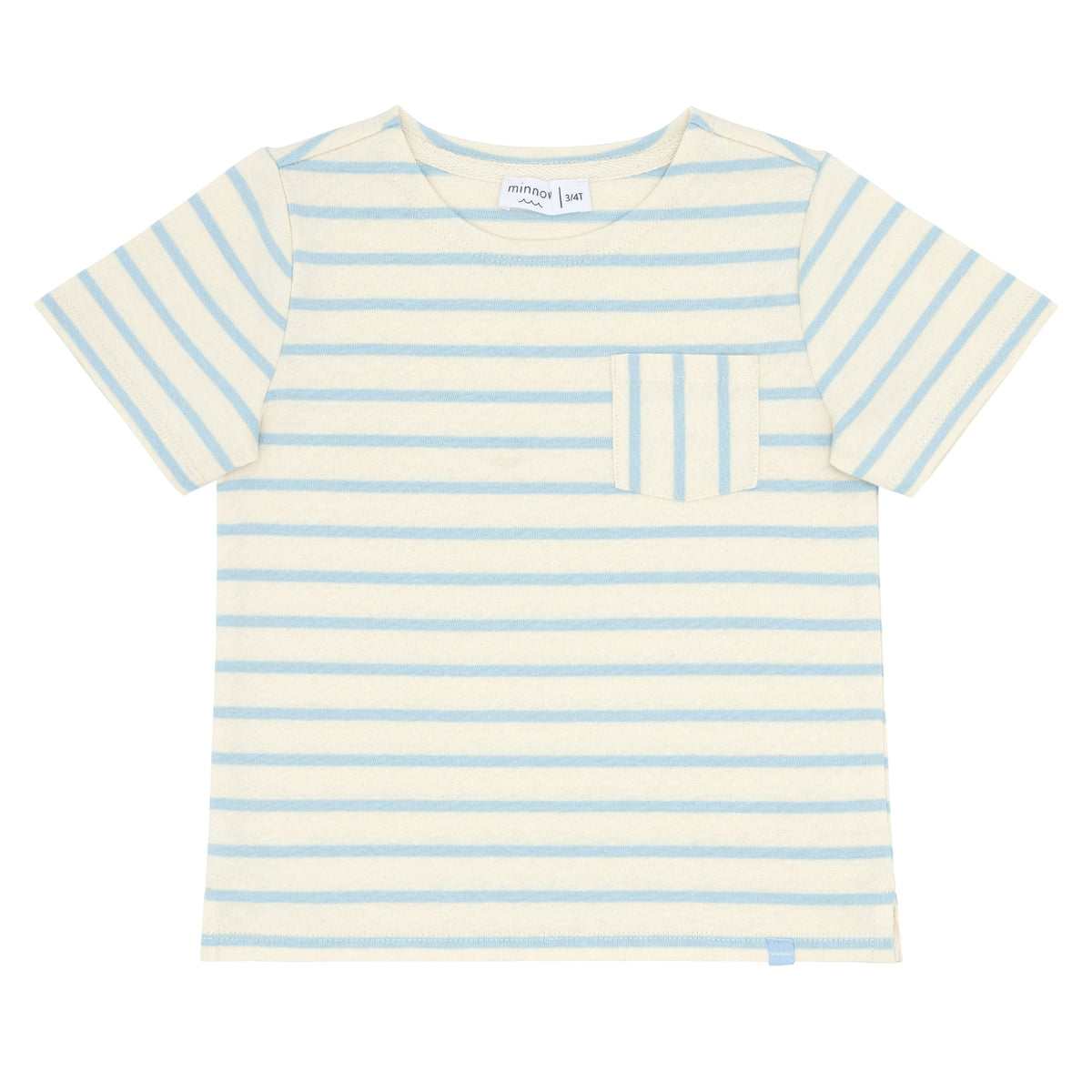 Unisex Cream And Powder Blue Stripe Boatneck Tee