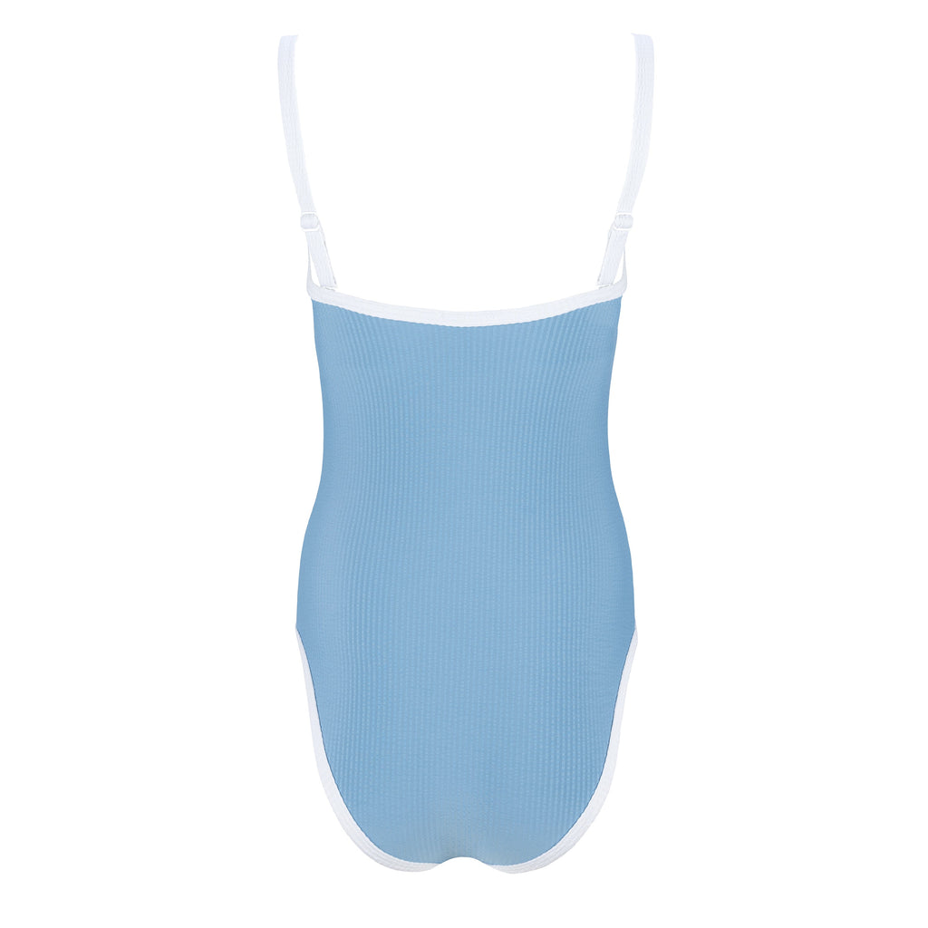 Women'S Surfside Blue Seersucker One Piece
