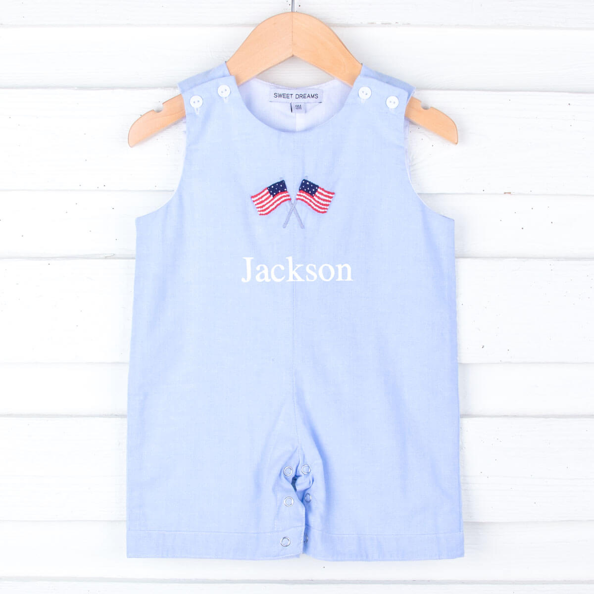 Chambray Embroidered Flag Jon Jon - 6 Months