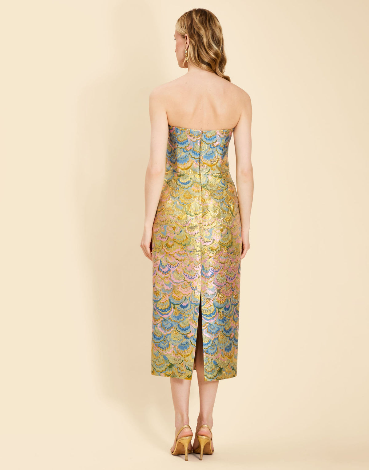 Sabrina Midi Dress in Gilded Marble