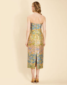 Sabrina Midi Dress in Gilded Marble