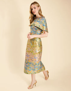 Sabrina Midi Dress in Gilded Marble