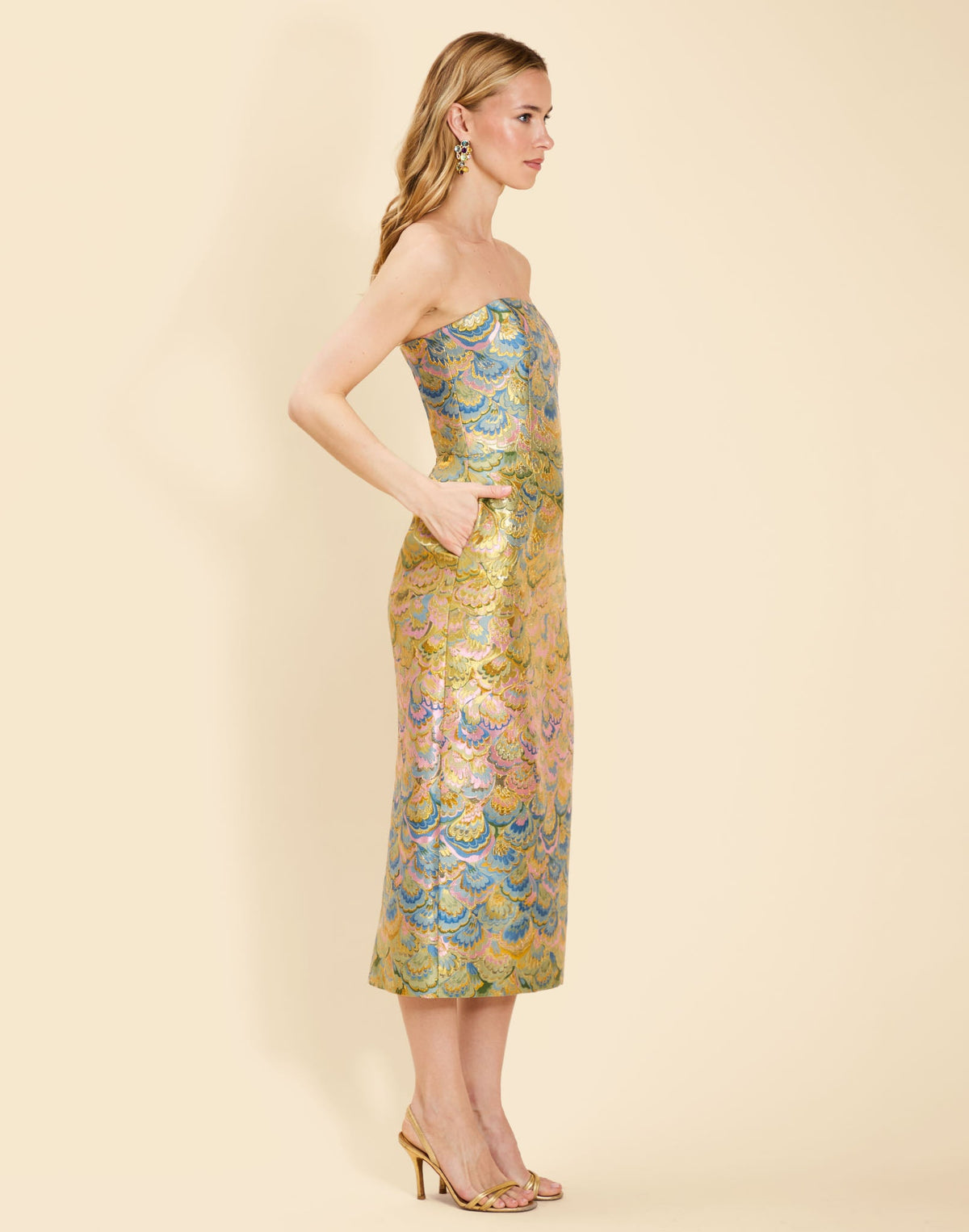 Sabrina Midi Dress in Gilded Marble