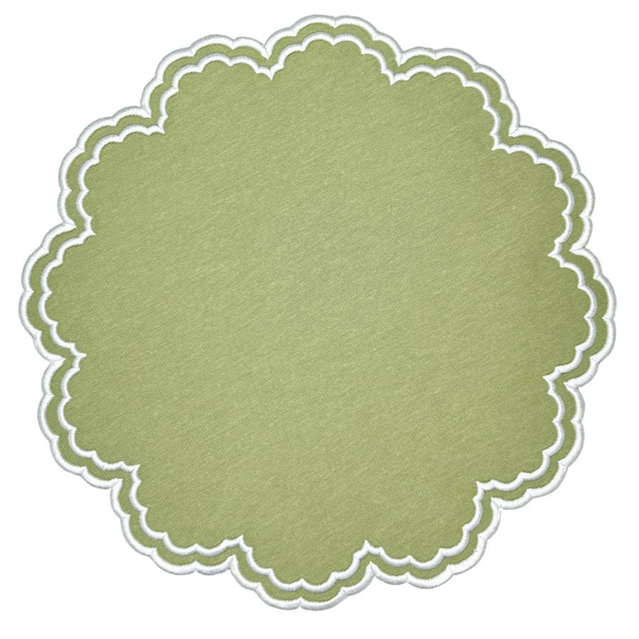 sage embroidered luxury placemat