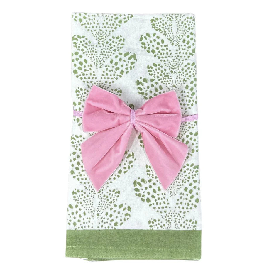 Pink Bow Velvet Napkin Ties, Set of 4