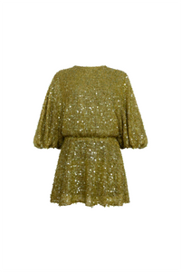 The Salter Mini Dress in Moss Sequin. 