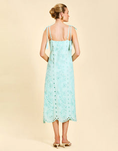Salvador Tassel Midi Dress in Tidal Blue