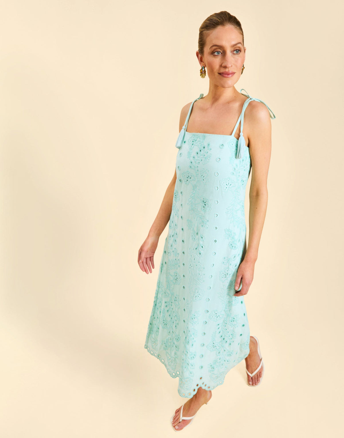 Salvador Tassel Midi Dress in Tidal Blue