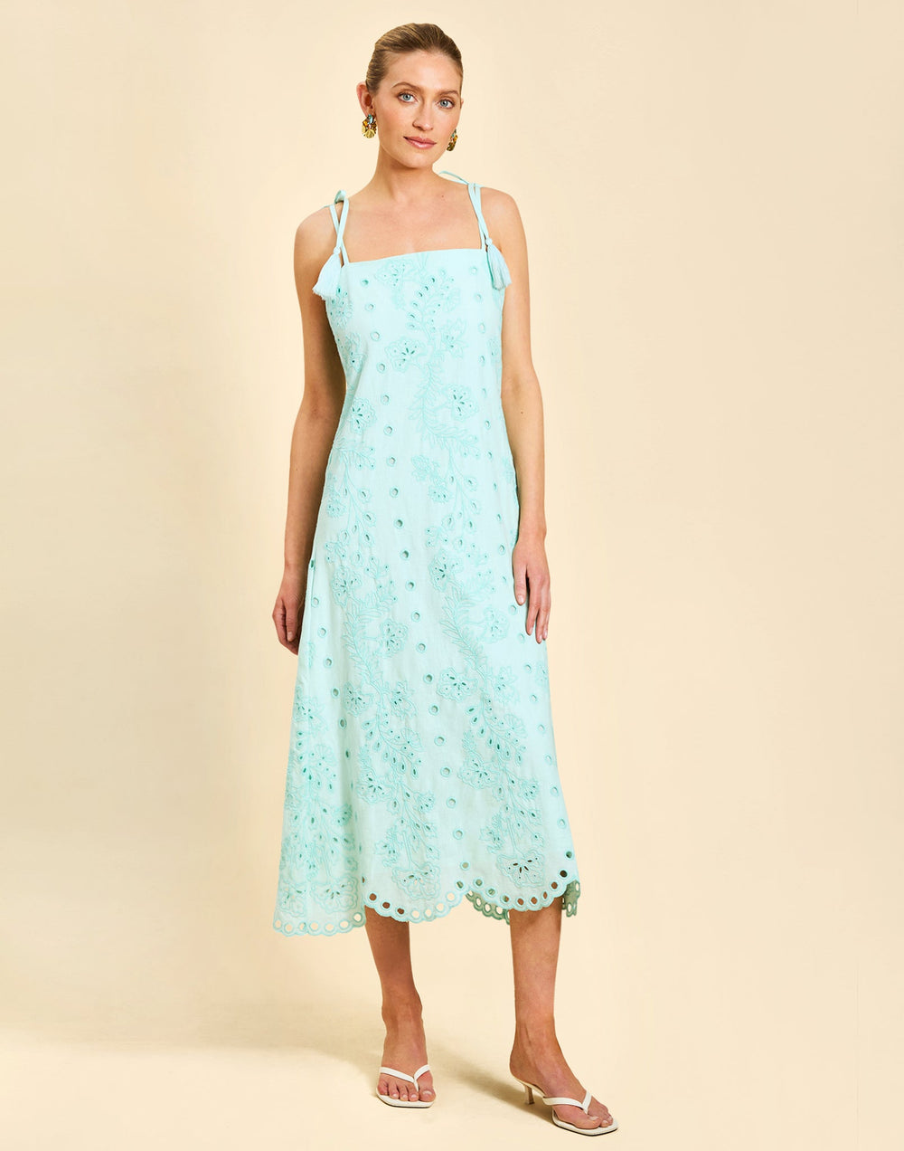 Salvador Tassel Midi Dress in Tidal Blue