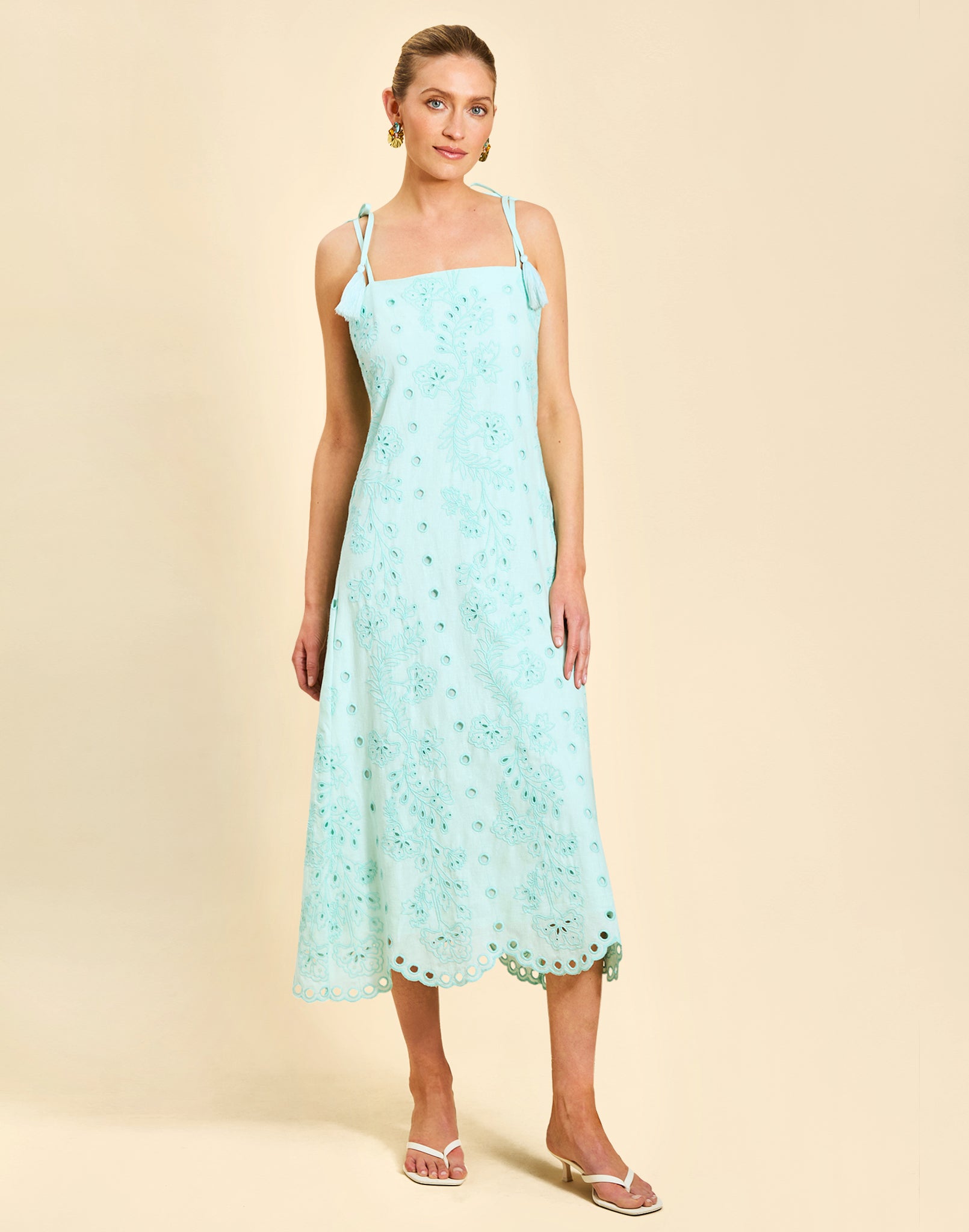 Salvador Tassel Midi Dress in Tidal Blue