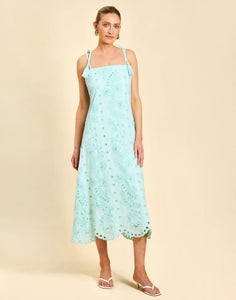 Salvador Tassel Midi Dress in Tidal Blue