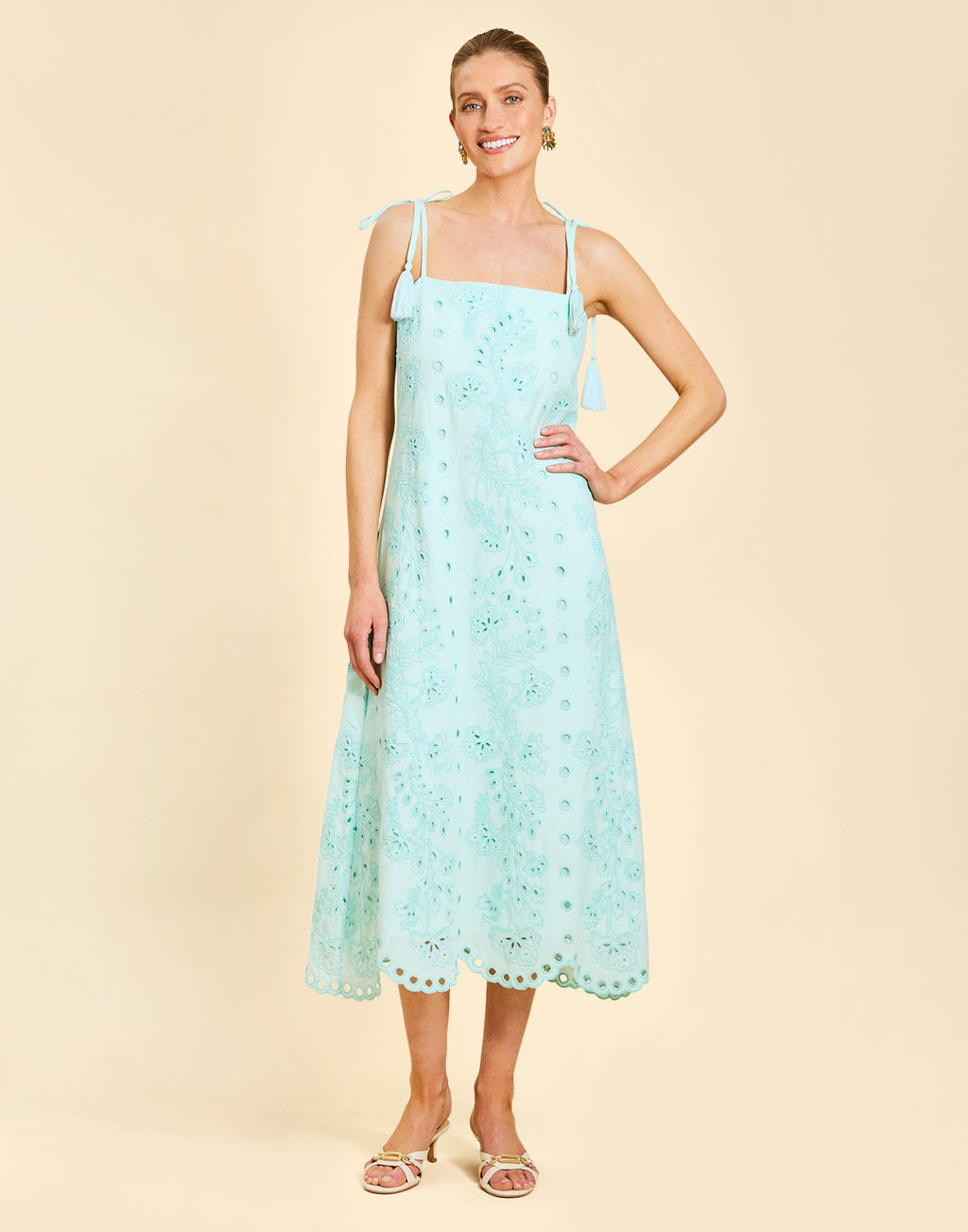 Salvador Tassel Midi Dress in Tidal Blue