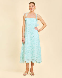 Salvador Tassel Midi Dress in Tidal Blue