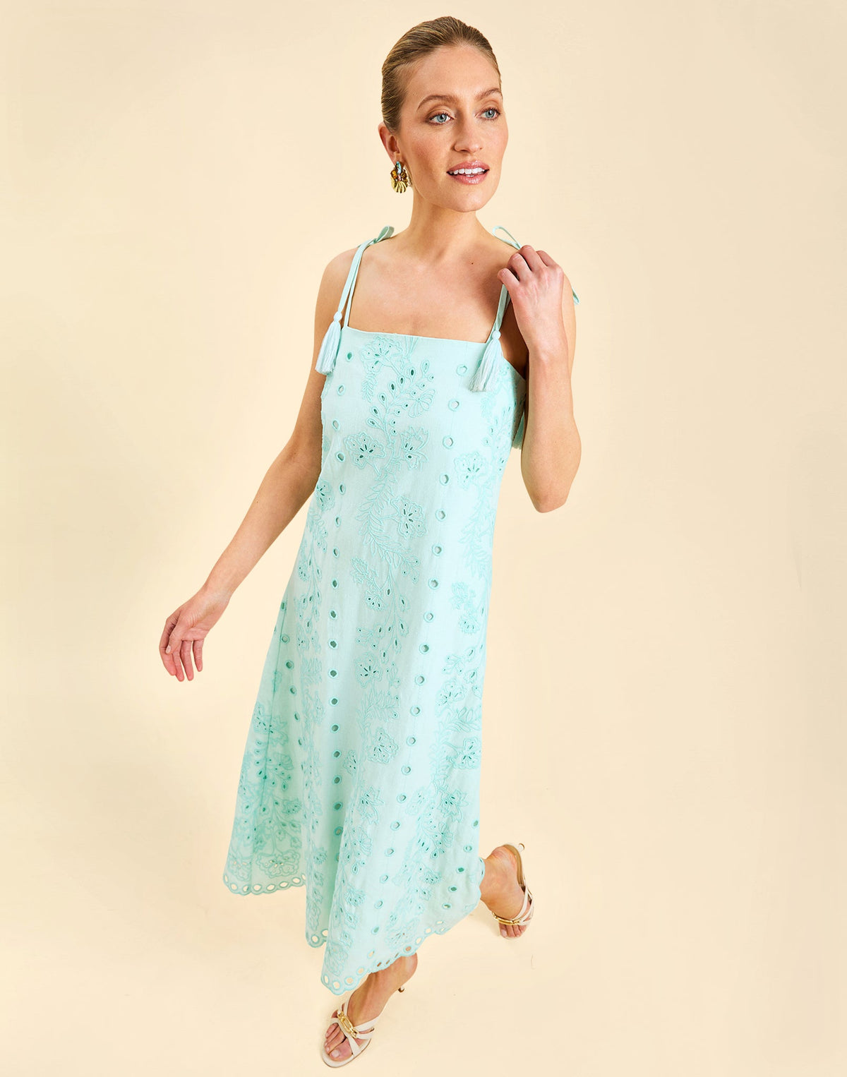 Salvador Tassel Midi Dress in Tidal Blue