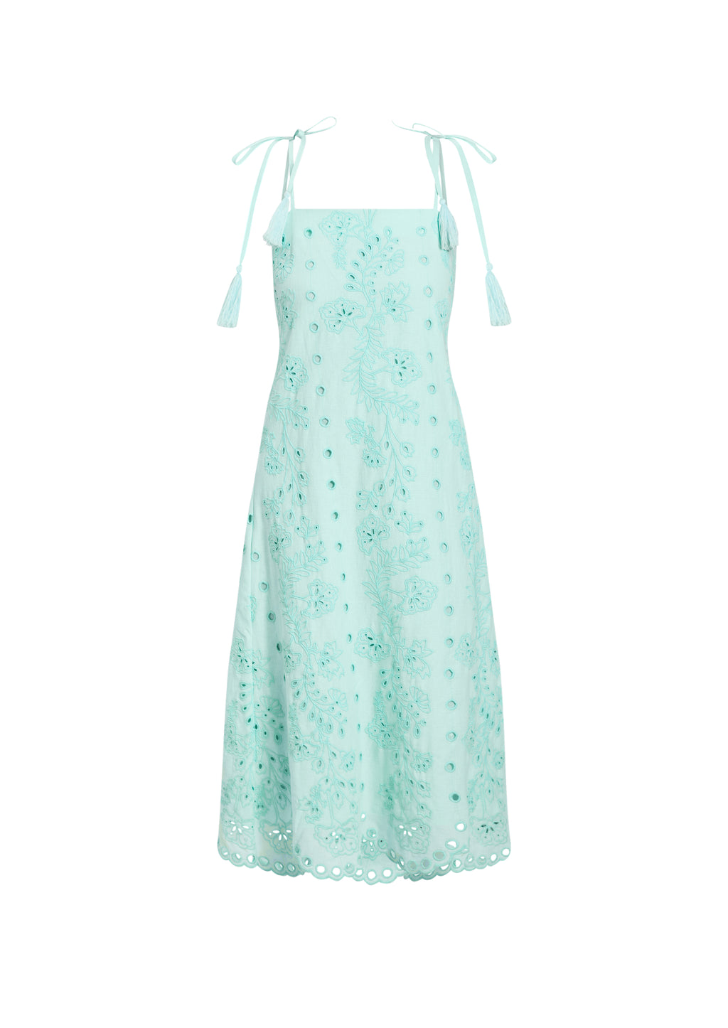 Salvador Tassel Midi Dress in Tidal Blue