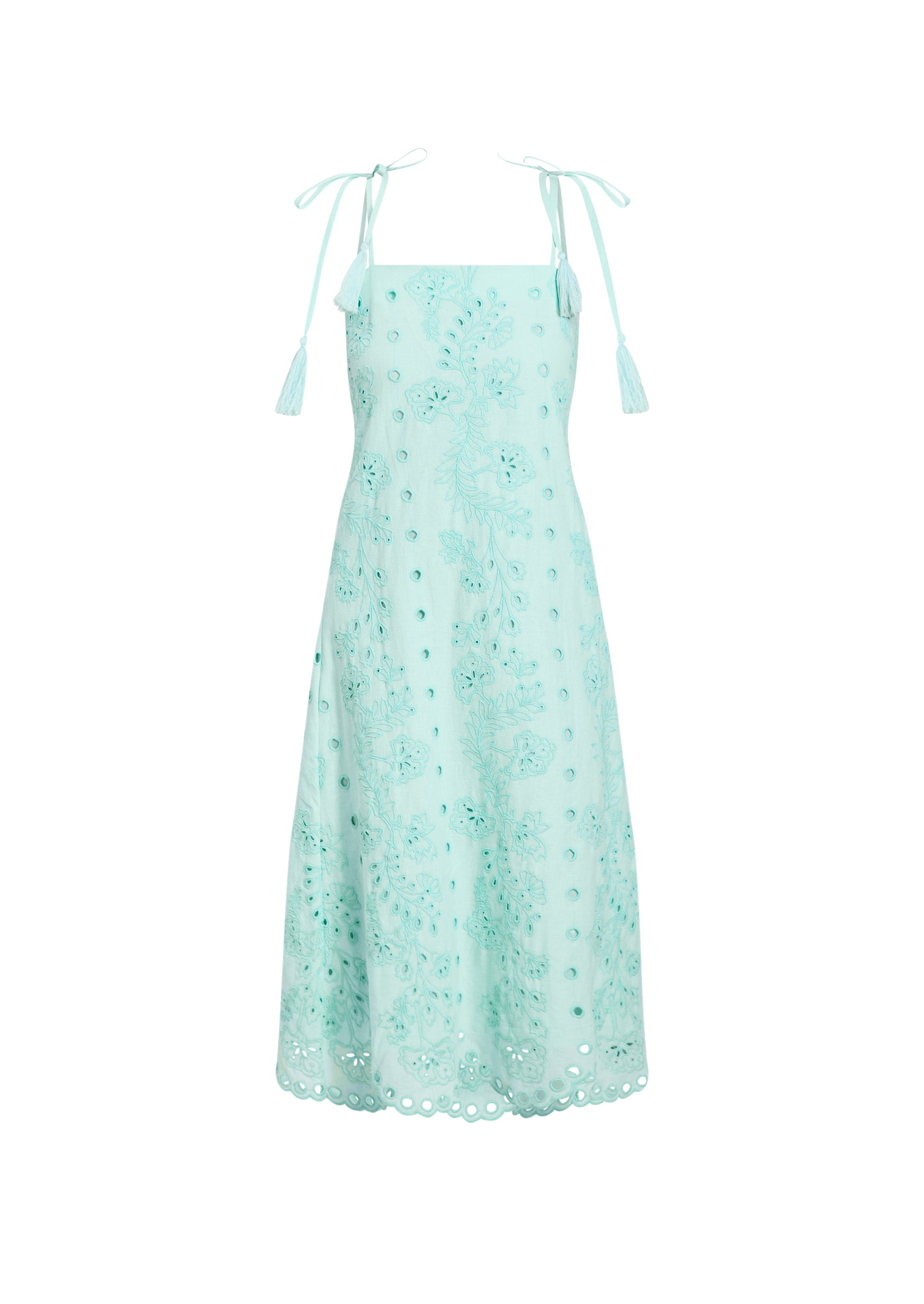 Salvador Tassel Midi Dress in Tidal Blue