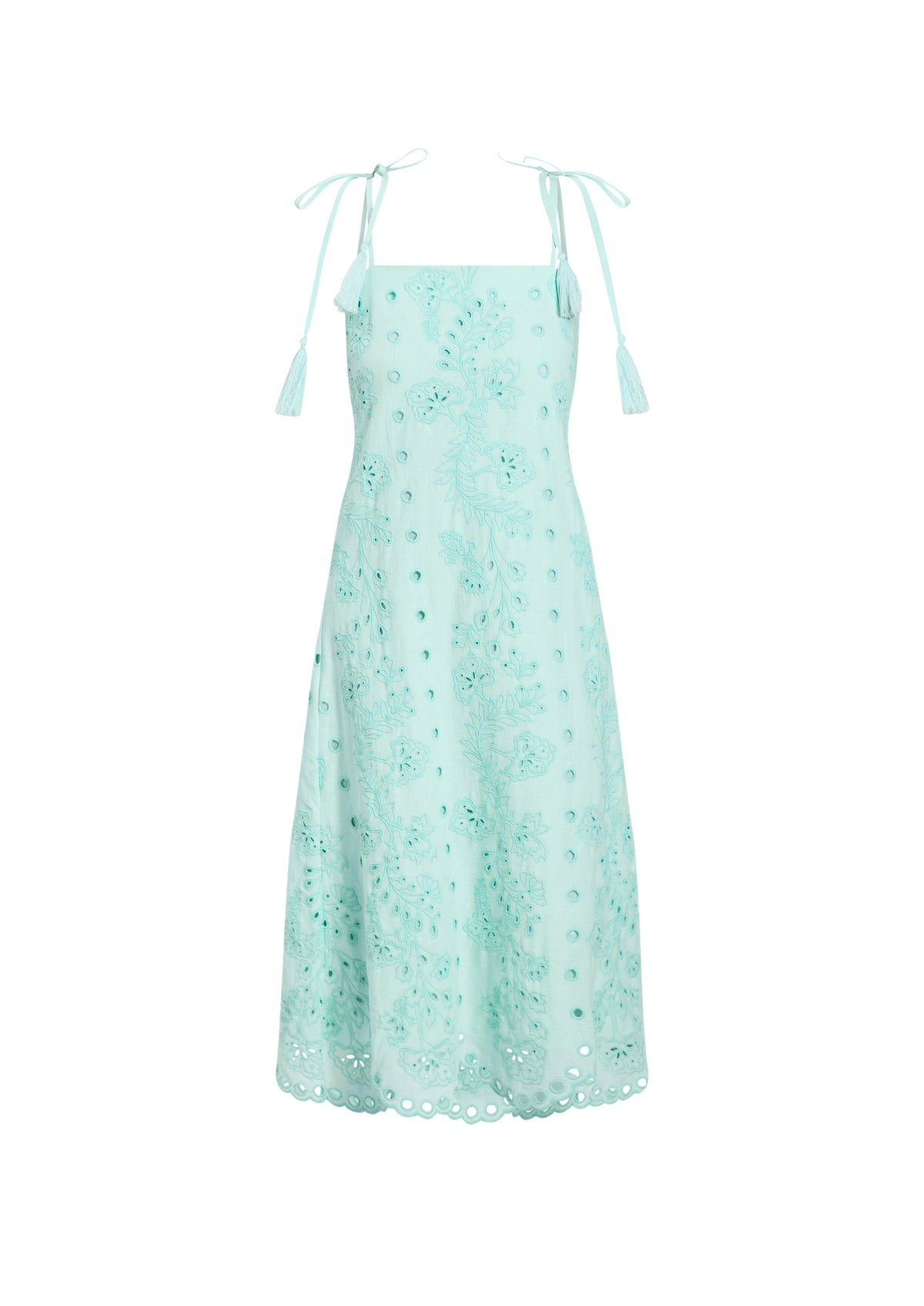 Salvador Tassel Midi Dress in Tidal Blue