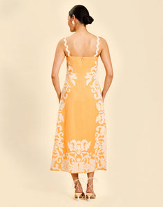 Sammy Embroidered Midi Dress in Blushed Citrus