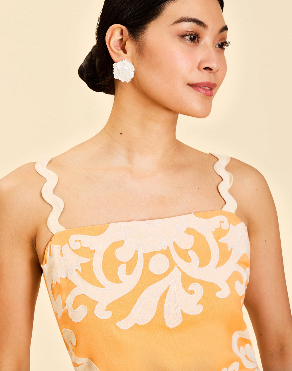 Sammy Embroidered Midi Dress in Blushed Citrus