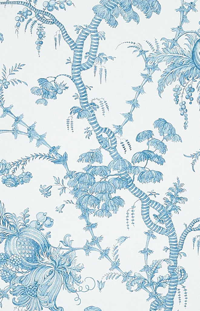 San Cristobal Toile Wallpaper in Peacock
