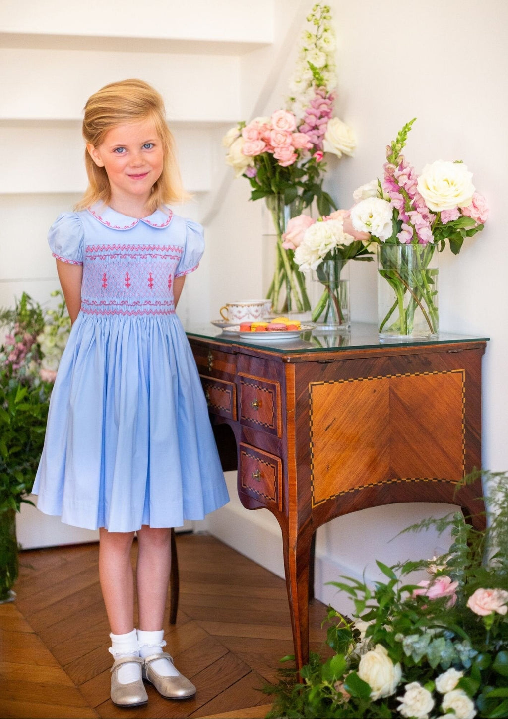 Princess Charlotte Heirloom Blue Smocked Dress 8Y