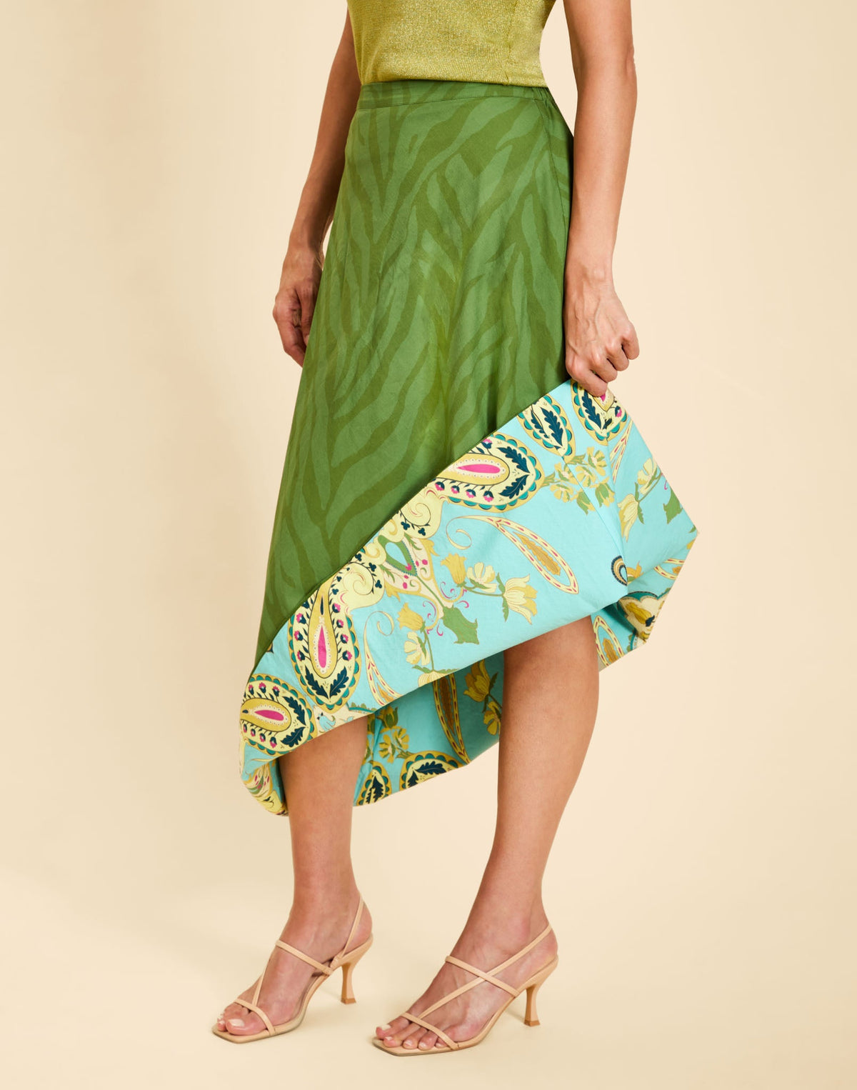 Santiago Convertible Midi Skirt in Paisley Zebra