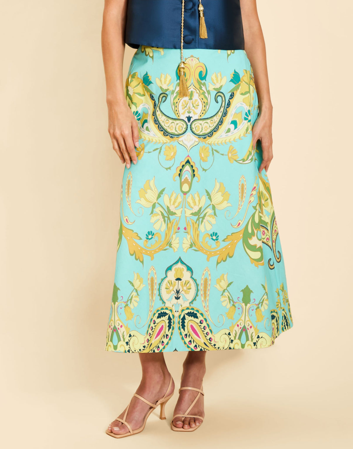 Santiago Convertible Midi Skirt in Paisley Zebra