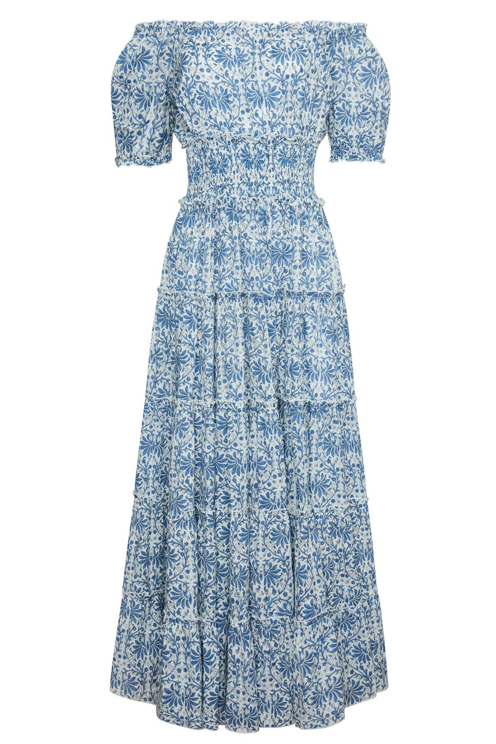Santorini Maxi Dress in Blue Botanical Vine