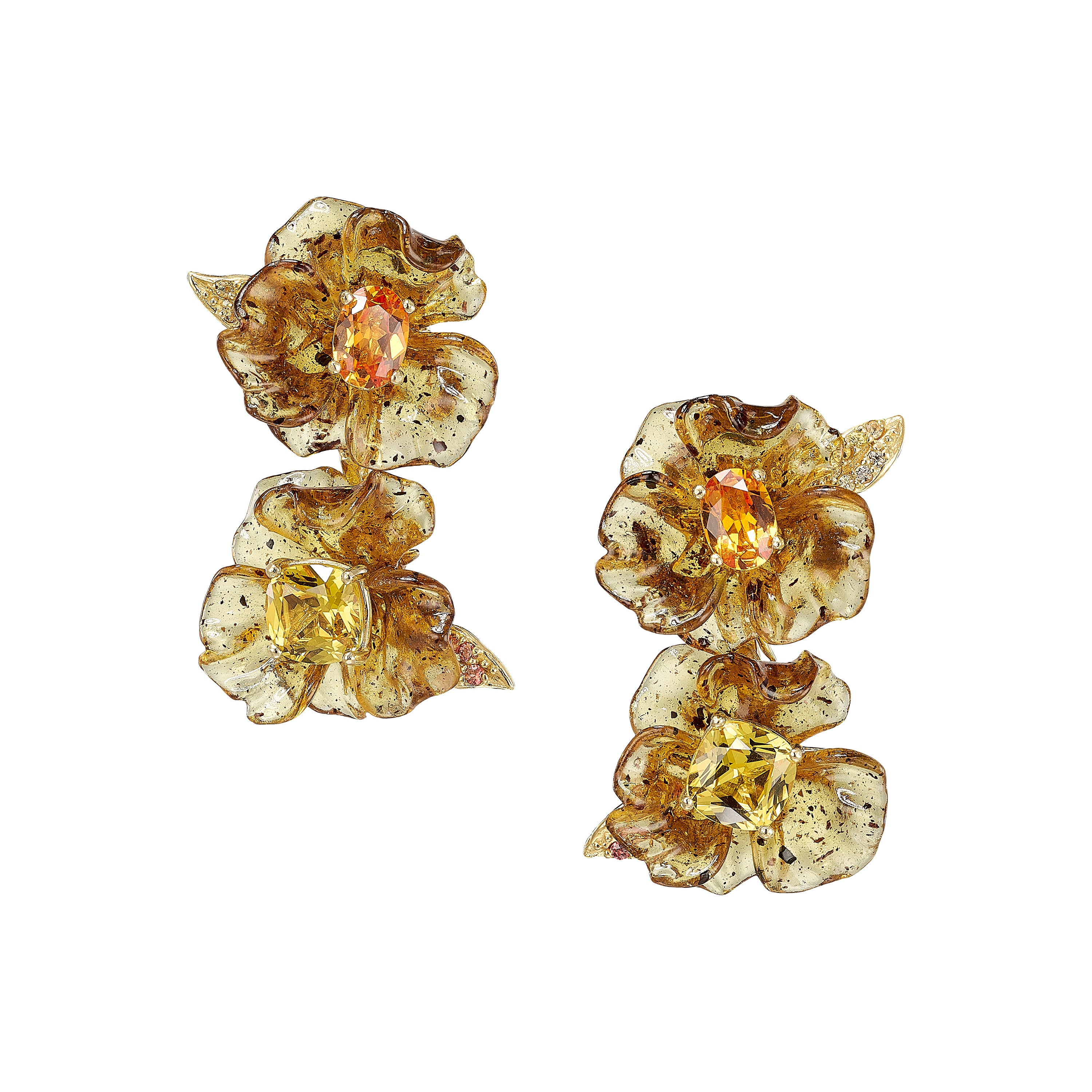 Sapphire Petunia Drop Earrings