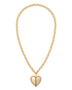 The Sapphire Stripe Puffy Heart Pendant