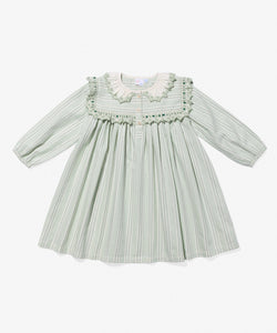 Sara Dress in Sage Chevron Stripe