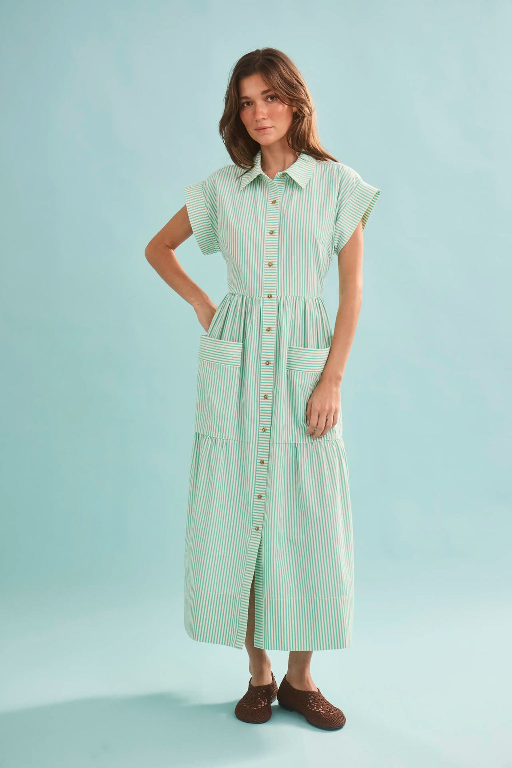 The Sarah Dress in Saltwater. 
